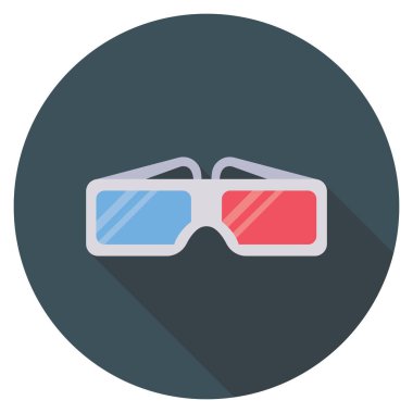 Sinema yassı ikonu, vektör illüstrasyonu. gözlük