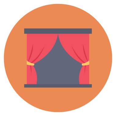 Sinema yassı ikonu, vektör illüstrasyonu. perdeler