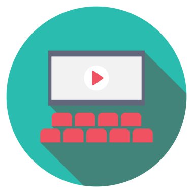 Sinema yassı simgesi, vektör illüstrasyonu. 