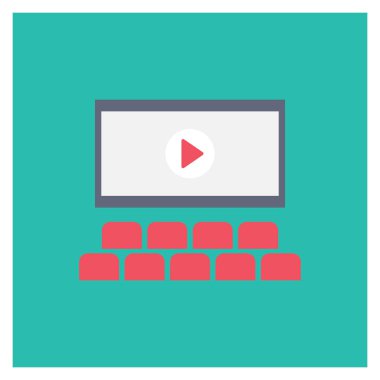 Sinema yassı simgesi, vektör illüstrasyonu. 