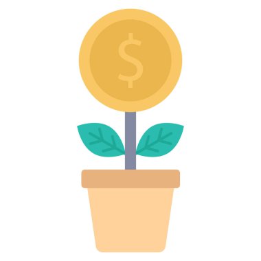 Para birimi ve gelir için başlangıç Düz simgesi 