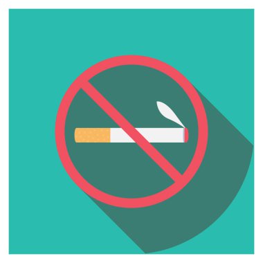 Sigara içme ve yasaklama için sağlıklı yaşam Düz simgesi 