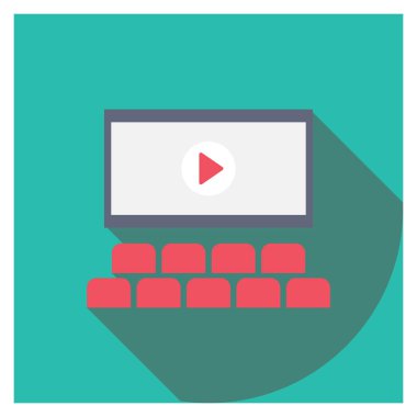 Sinema yassı simgesi, vektör illüstrasyonu. 