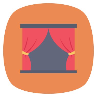 Sinema yassı ikonu, vektör illüstrasyonu. perdeler