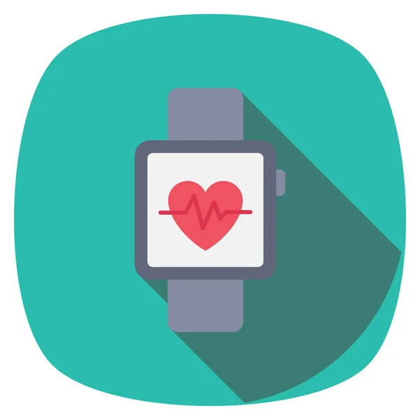 Gesundes Leben Flache Ikone Für Uhr Herz — Stockvektor