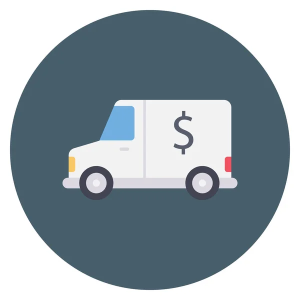 货车及车辆的货币扁平图标 — 图库矢量图片