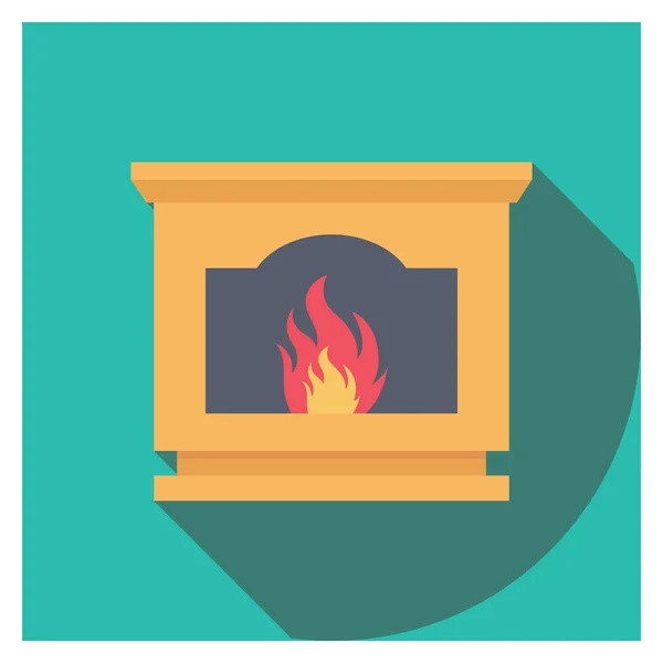 Furniture Flat Icons Fireplace Firewood — Stock Vector