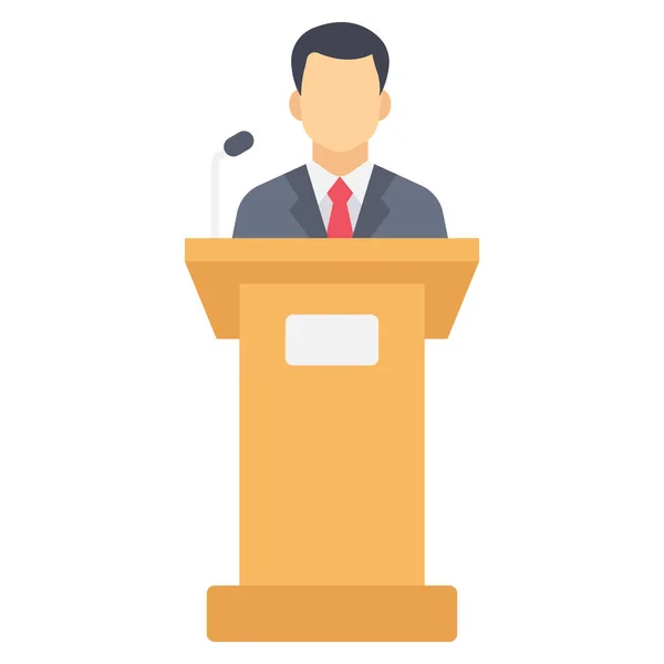 Management Flat Icon Podium Speech — Stock Vector