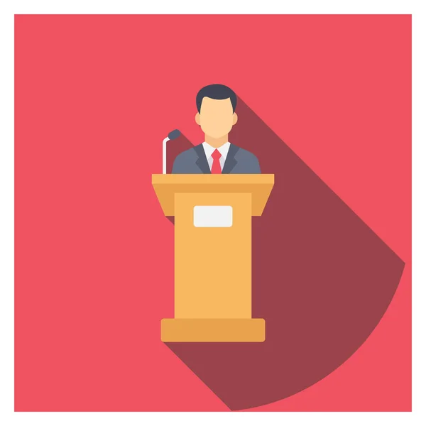 Management Flat Icons Podium Speech — Stock Vector