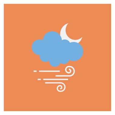 Weather Flat icon for moon  & wind 