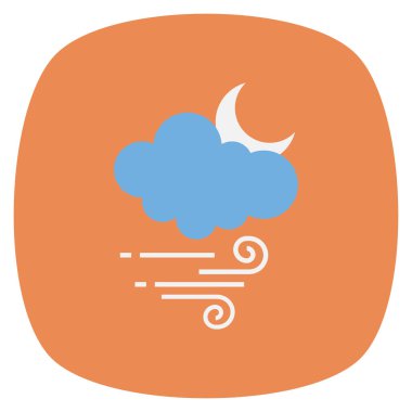Weather Flat icon for moon  & wind 