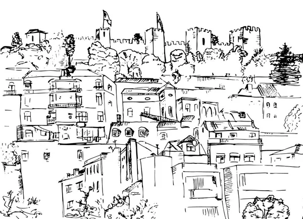 Croquis de la vue sur Lisbonne — Image vectorielle