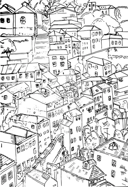 Ескіз Porto старих будинків — стоковий вектор
