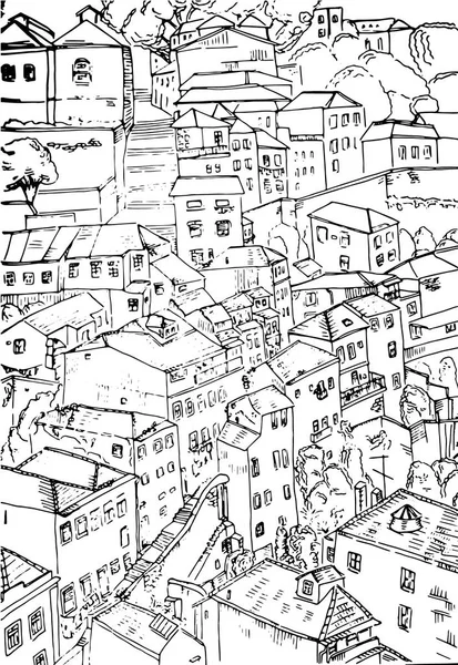 Croquis des vieilles maisons de Porto — Image vectorielle