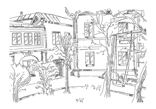 Croquis Cour Moscou Dans Centre Historique Ville — Image vectorielle