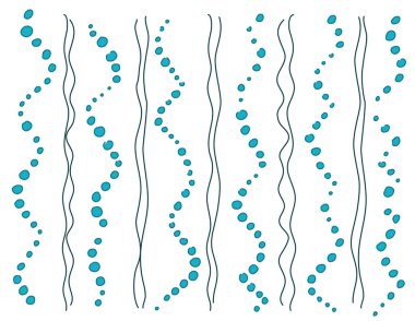 Vektör izole deniz desen kabarcıklar ve çizgiler veya deniz yosunu ile