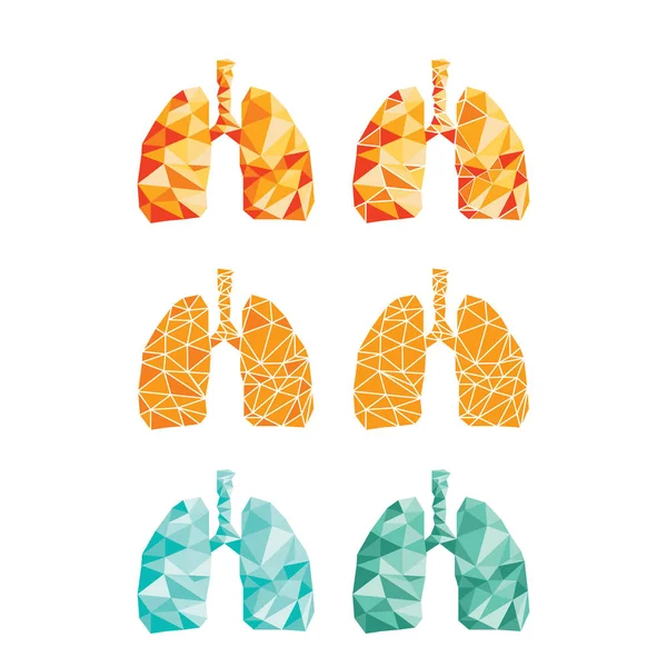 Pulmones Triangulares Color Naranja Rojo Logotipo Verde — Archivo Imágenes Vectoriales