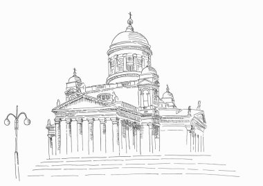 Helsinki Katedrali görünümünün kroki