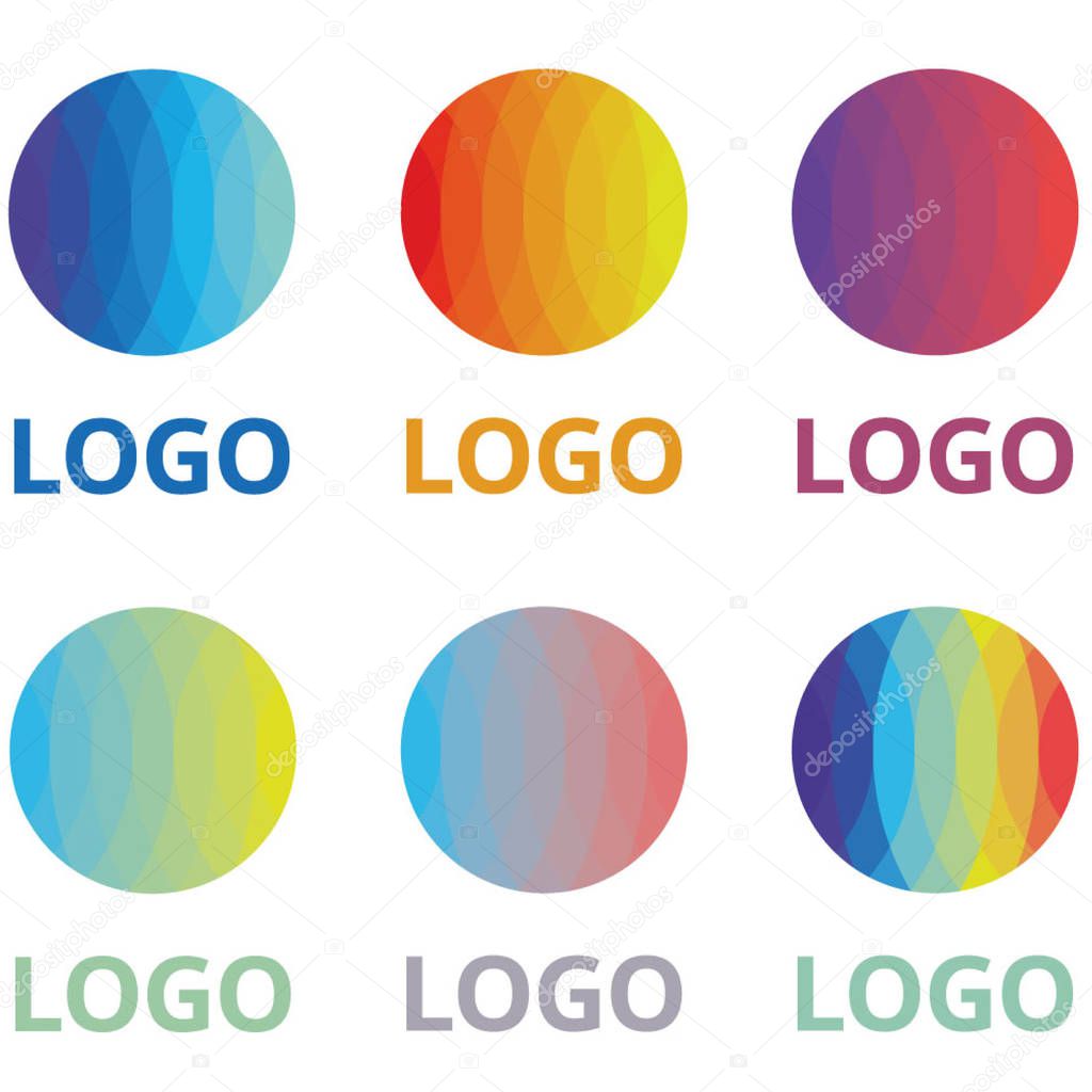 Set of step colorful logo without gradient
