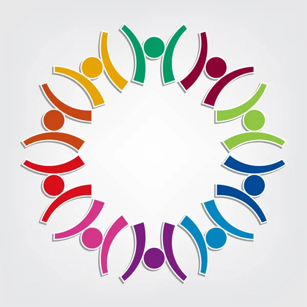 Logo d'un groupe de dix personnes en cercle. — Image vectorielle