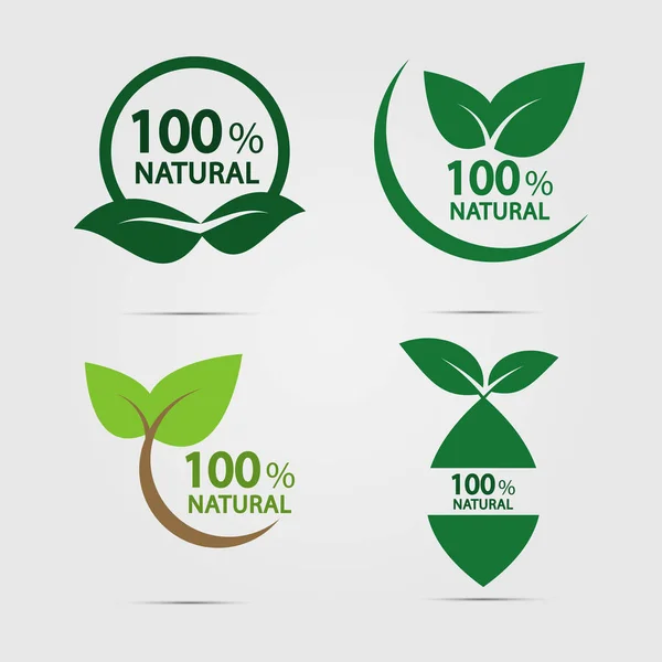 Concepto de energía verde ecológica, etiqueta 100% natural. Ilustración vectorial . — Vector de stock