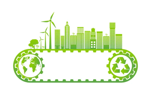 Las Ciudades Verdes Ayudan Mundo Con Concepto Ecológico Ideas Vector — Vector de stock