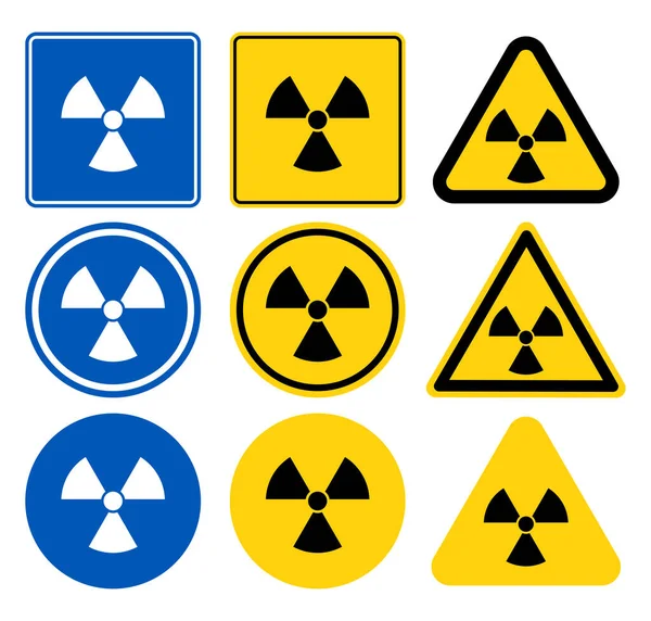 放射線のアイコン 放射線のシンボル 青の背景の白いアイコン ベクトルイラスト — ストックベクタ