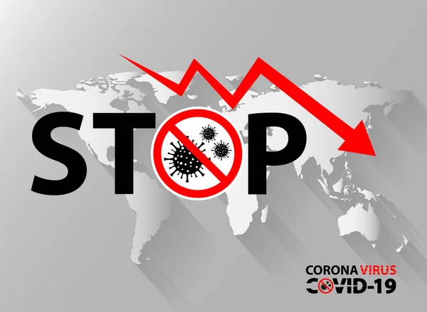 Text Stop Warnschild Coronavirus Covid Auf Der Landkarte Erde — Stockvektor