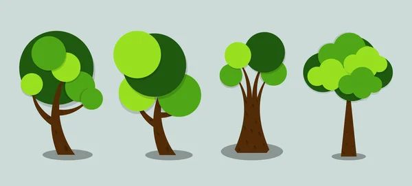 Символы Зеленый Иконка Дерева Красивыми Листьями Векторная Иллюстрация — стоковый вектор