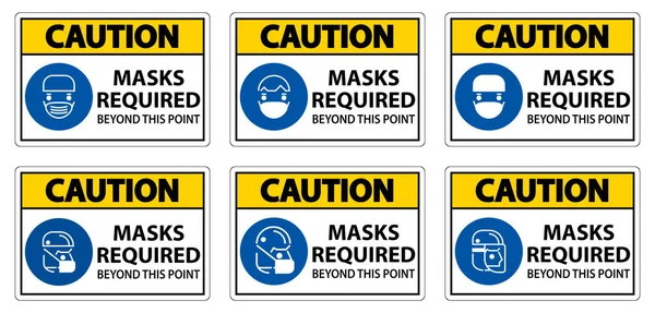 Máscaras Símbolo Precaución Necesarias Más Allá Este Signo Punto — Archivo Imágenes Vectoriales