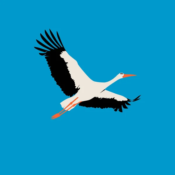 Stork in flat style — Stock Vector