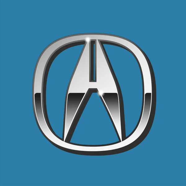 Mavi arkaplanda siyah kenarı olan 3d Acura logosunun vektörü.