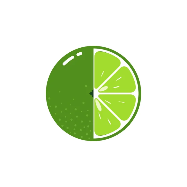 Lime fruit sphere with half slice logo, flat icon design template concept isolated on white background — 스톡 벡터