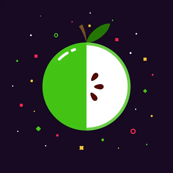 Apfelfruchtkugel mit halber Scheibe Logo, flache Icon Design-Vorlage-Konzept — Stockvektor