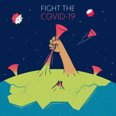 Fight the Coronavirus poster. Stop coronavirus covid-19 vector illustration. Epidemic infectious disease concept art poster.