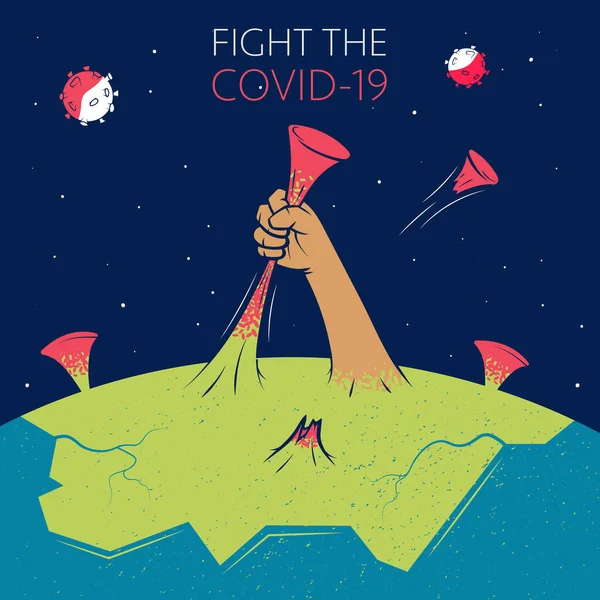 Fight the Coronavirus poster. Stop coronavirus covid-19 vector illustration. Epidemic infectious disease concept art poster. — Stock Vector