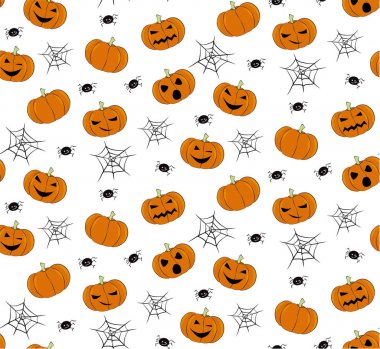 Vektör Dikişsiz Cadılar Bayramı desen kabaklar ve örümcekler