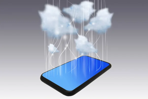 Slimme Telefoon Met Cloud Computing Concept — Stockfoto