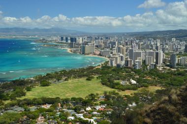 Waikiki Diamond Head görüldü. Oahu, Hawaii, ABD, Eeuu.