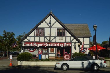 Solvang restoranlar: Onun tipik Contructions tarihi Danimarka ile Danimarkalılar tarafından kurulan pitoresk bir köy. 03 Temmuz 2017. Solvang, California. Eeuu. ABD.
