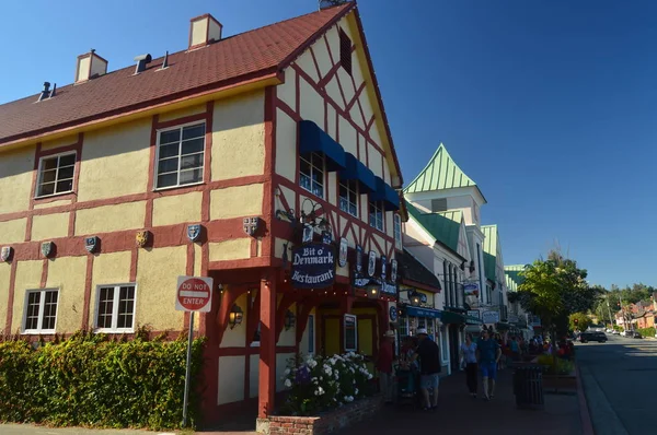 Restaurants Solvang Picturesque Village Founded Danes Its Typical Contructions Historic — Stock Photo, Image