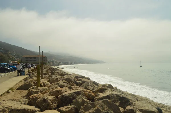 Végtelen Malibu Beach Egy Csodálatos Szempontjából Óceán Természetvédelmi Táj Július — Stock Fotó