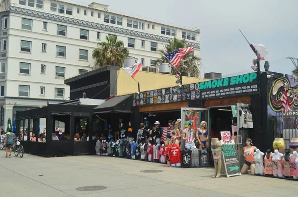 Multidão Lojas Recordações Edifícios Muito Impressionantes Praia Promenade Santa Monica — Fotografia de Stock