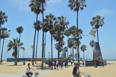 Graffiti sanatı Santa Monica Beach. 04 Temmuz 2017. Sanat seyahat etmek tatil. Santa Monica ve Venice sahili. Los Angeles California. ABD Eeuu