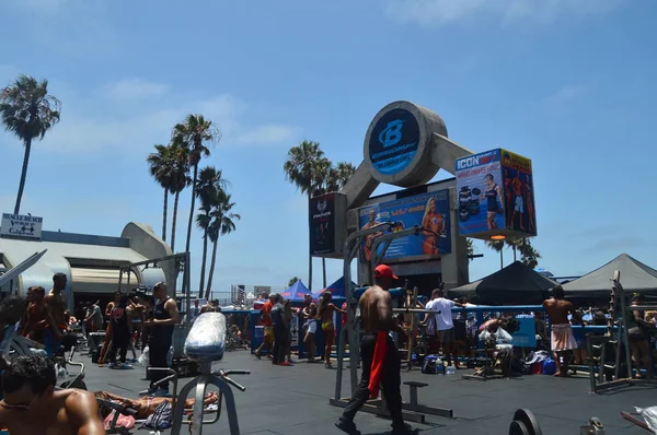 Kas Beach içinde Santa Monica burada Arnold Schwarzenegger eğitimli. 04 Temmuz 2017. Mimari spor seyahat. Santa Monica ve Venice sahili. Los Angeles California. ABD Eeuu