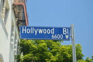 Hollywood Boluvedard Şöhret Kaldırımı Hollywood bulvarında tabelaları. 7 Temmuz 2017. Hollywood Los Angeles California. Amerika Birleşik Devletleri. Eeuu