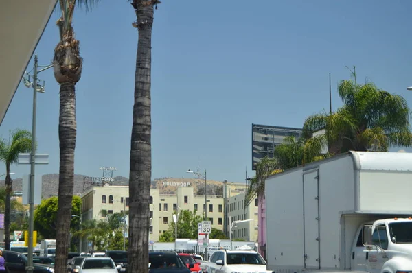 Hollywood Mountain Lyrics Views Hollywood Boulevard Walk Fame Hollywood Boluvedard — Foto de Stock