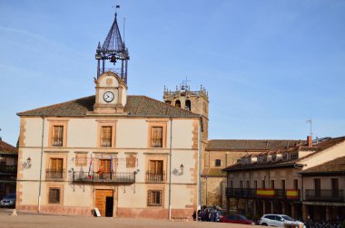 City Hall In Town Square Of Riaza Cradle Of The Red Villages In addition Of Beautiful Medieval Town In Segovia. Architecture Landscapes Travel Rural Environment. October 22, 2017. Riaza Segovia Castilla-Leon Spain. clipart