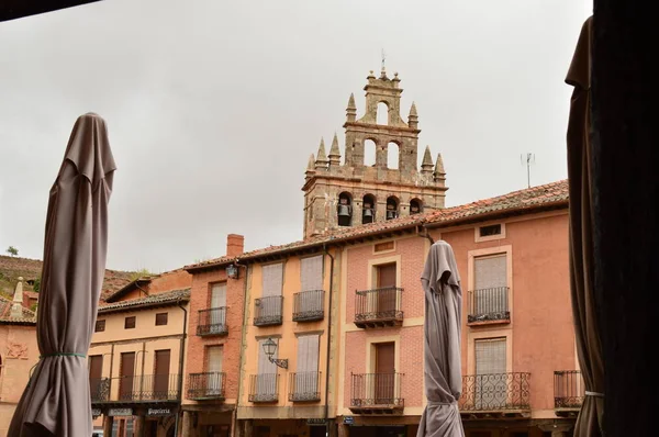 Çinde Şehir Meydanı Ayllon Beşiği Segovia Güzel Ortaçağ Köyü Yanı — Stok fotoğraf