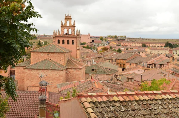 Antenowe Widoki Miasta Ayllón Kołyska Red Wsi Oprócz Piękne Średniowieczne — Zdjęcie stockowe